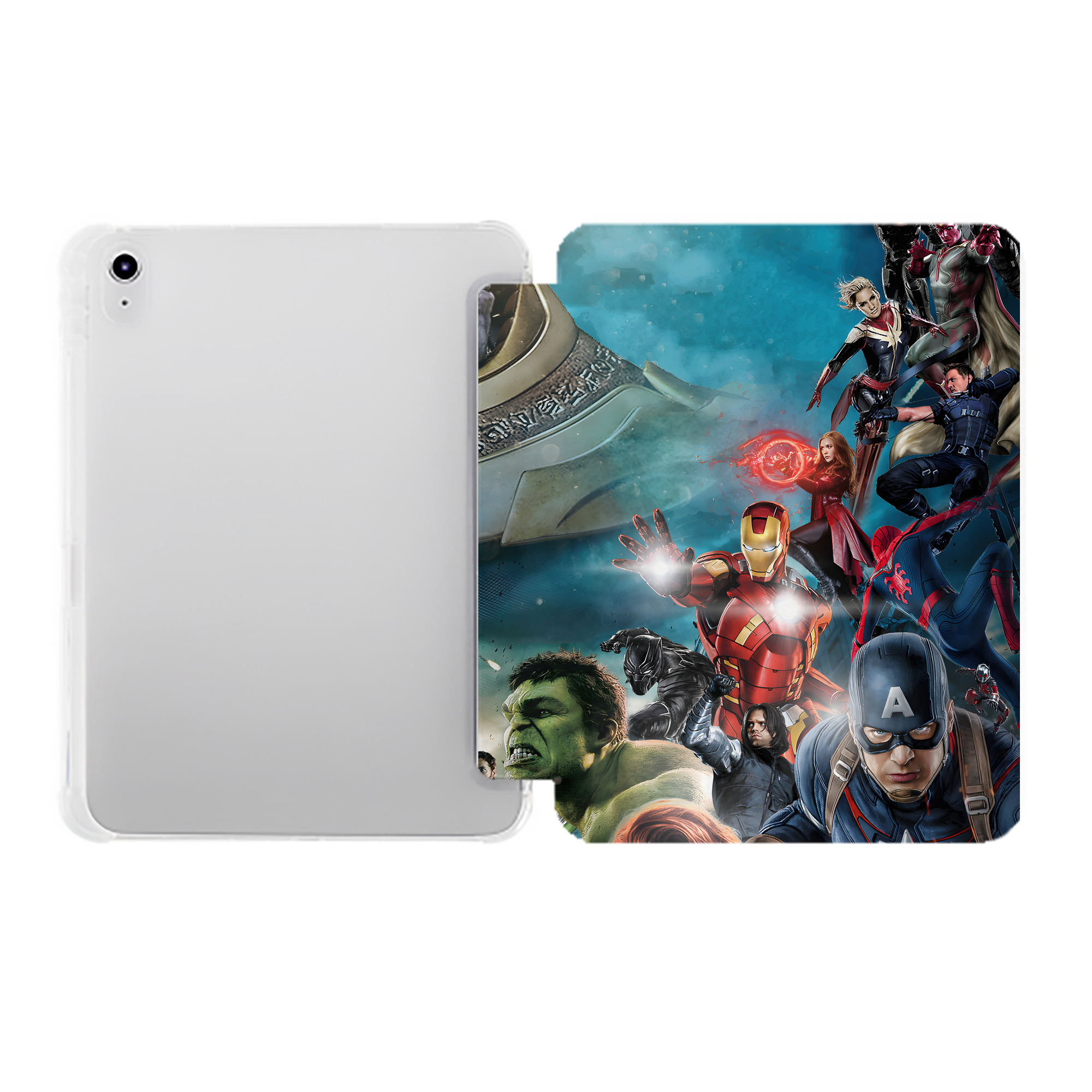 （画像用） アベンジャーズ The Avengers IPad ケース ペン収納付き 三つ折りスタンド PUレザー×シリコン 対応機種9.5/10.5/10.9インチ